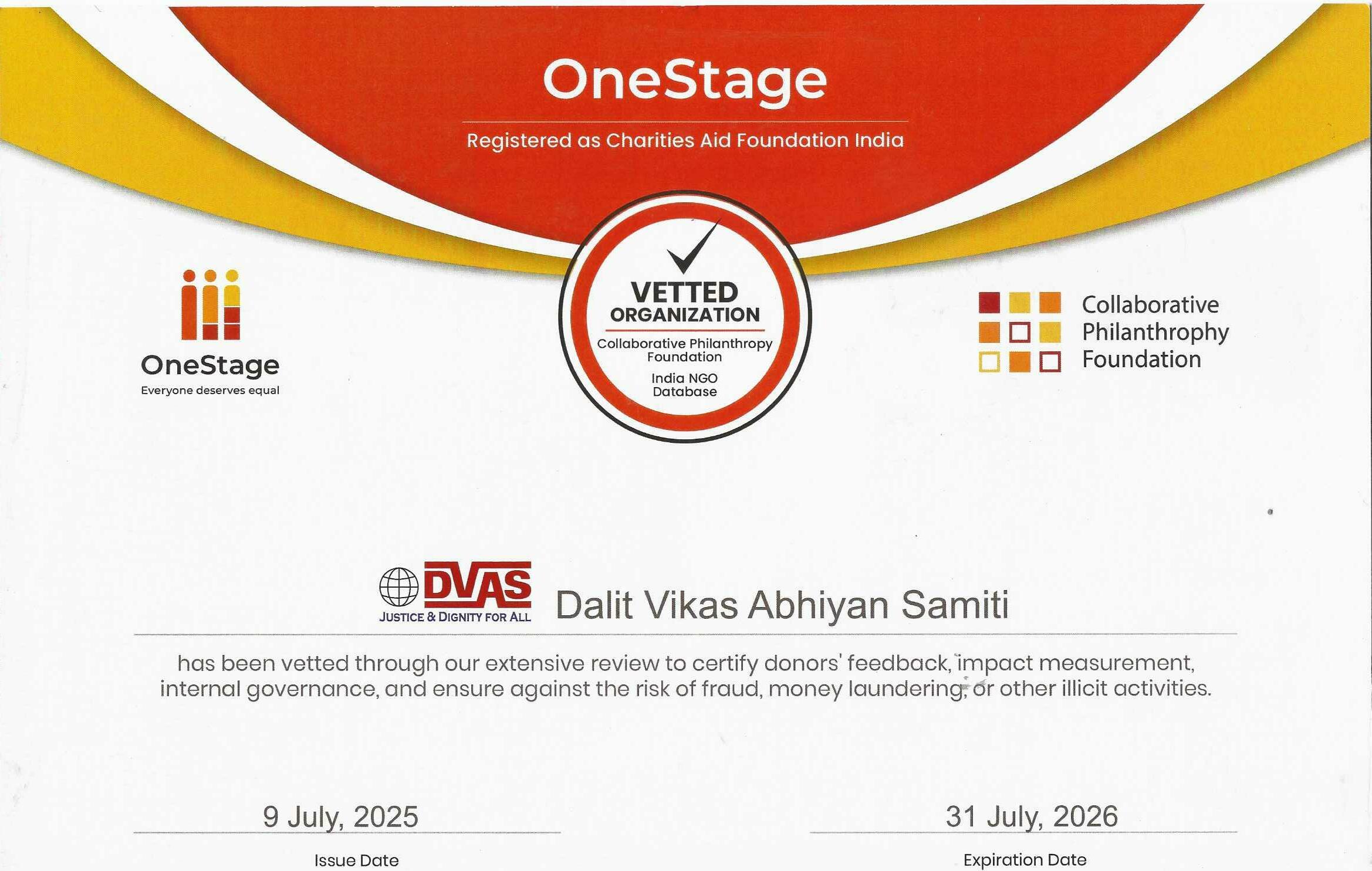 DVAS Certificate